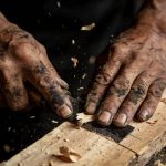 Rough hands craft ships that sail toward the horizon.