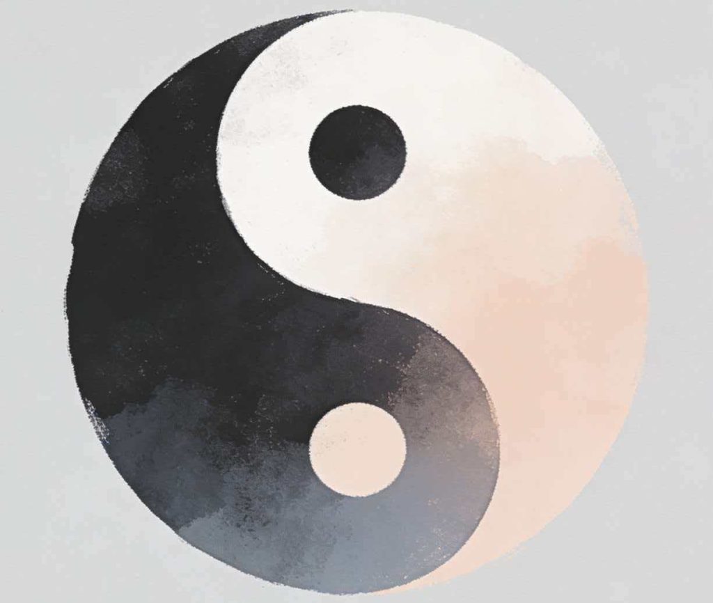 Yin-Yang balance illustration showing mind, body, and seasonal health