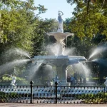 Savannah's famous fountain in Forsyth Park in the downtown historic district park. (Education Images/Universal Images Group via Getty Images)