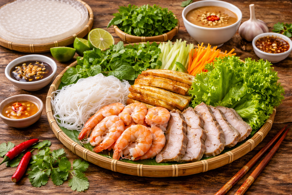 Vietnamese Spring Roll Ingredients Preparation